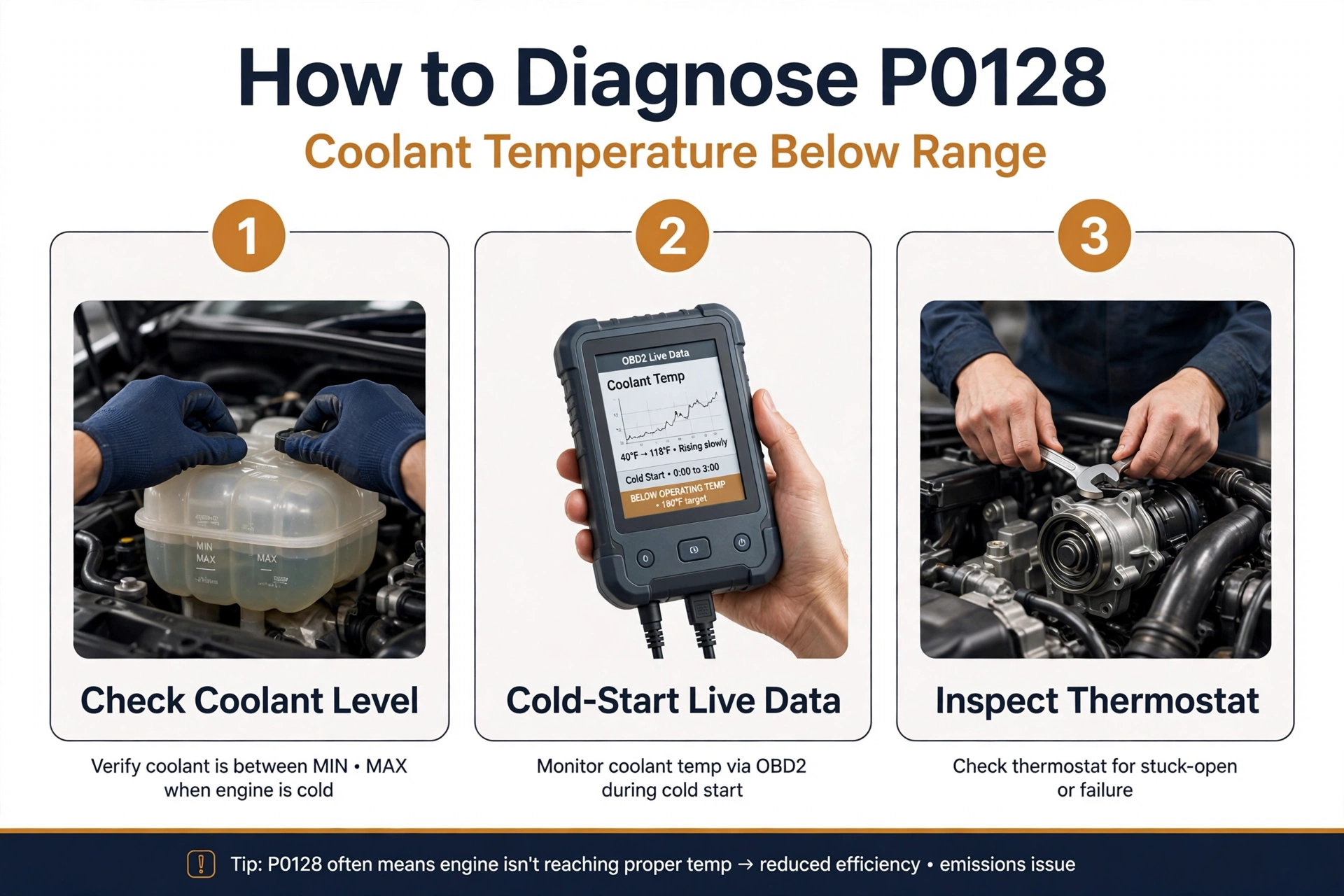 How to diagnose P0128 code
