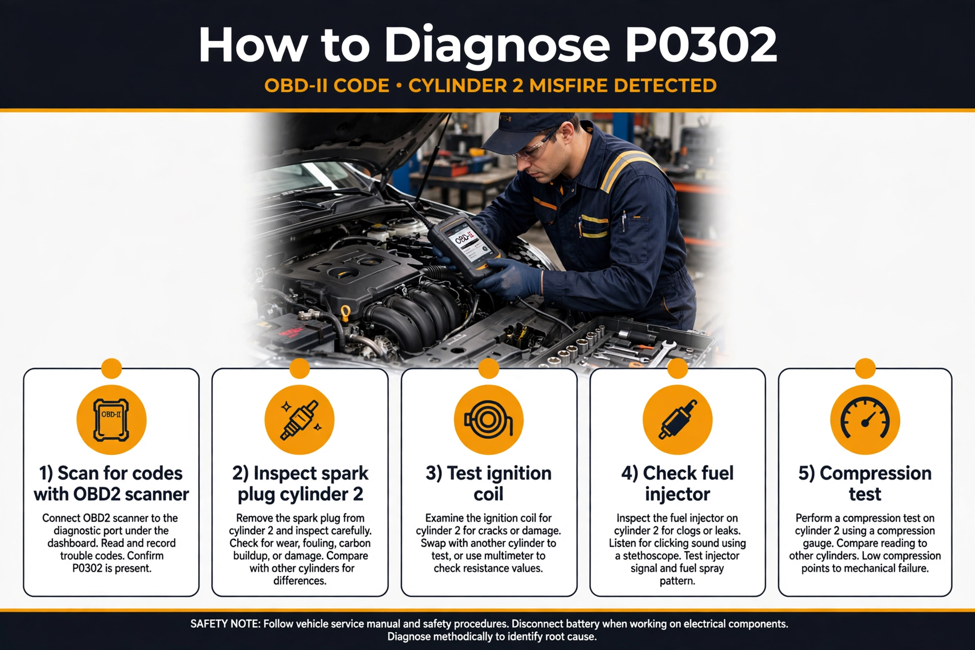 How to diagnose P0302 code