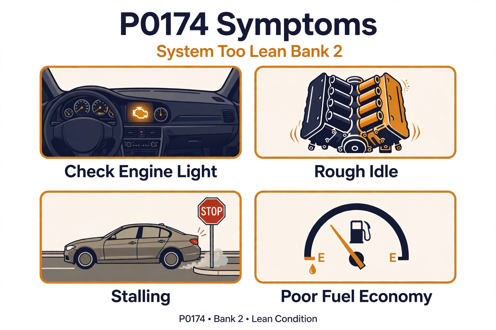 P0174 code symptoms infographic
