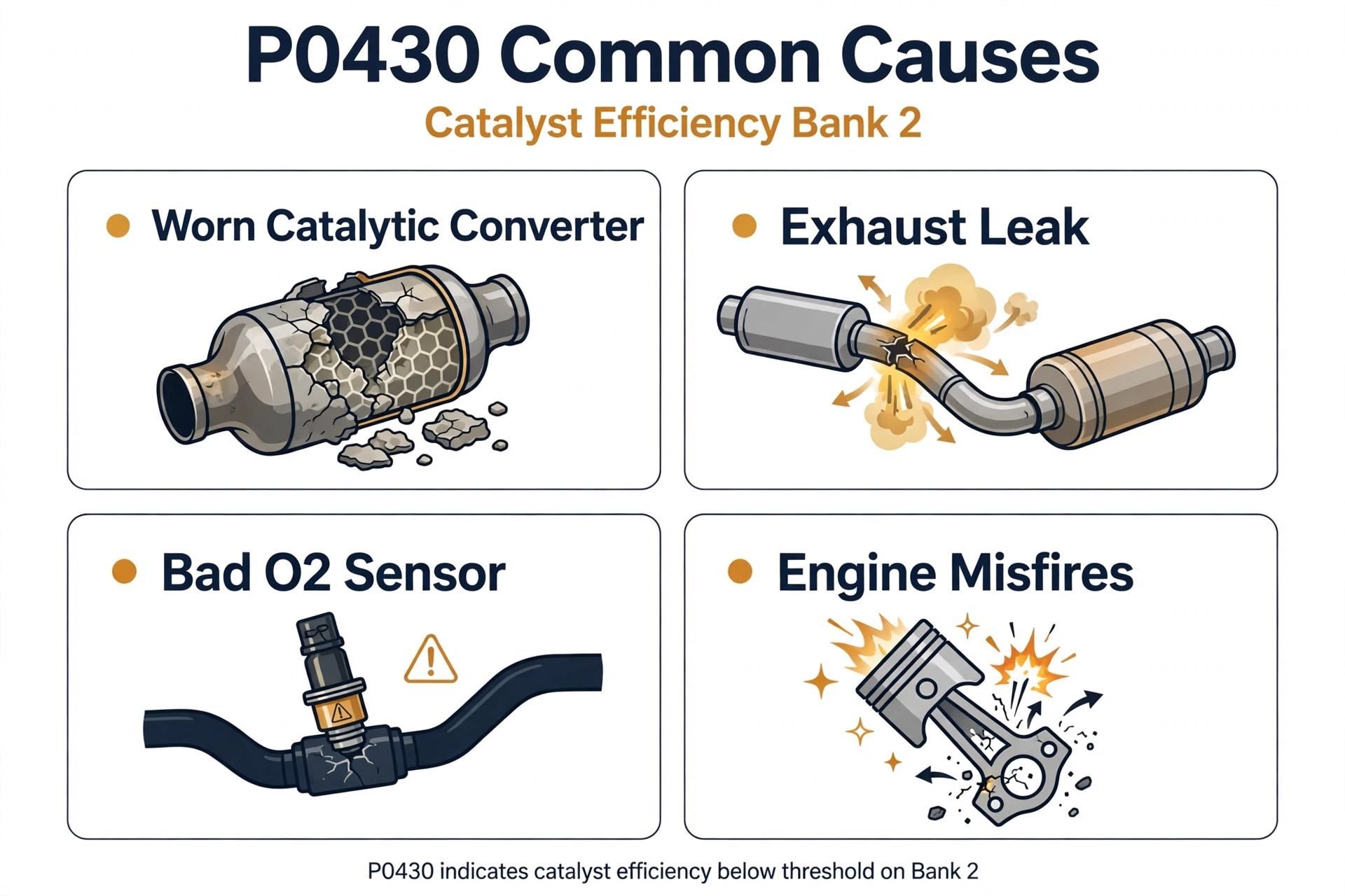 P0430 code common causes infographic