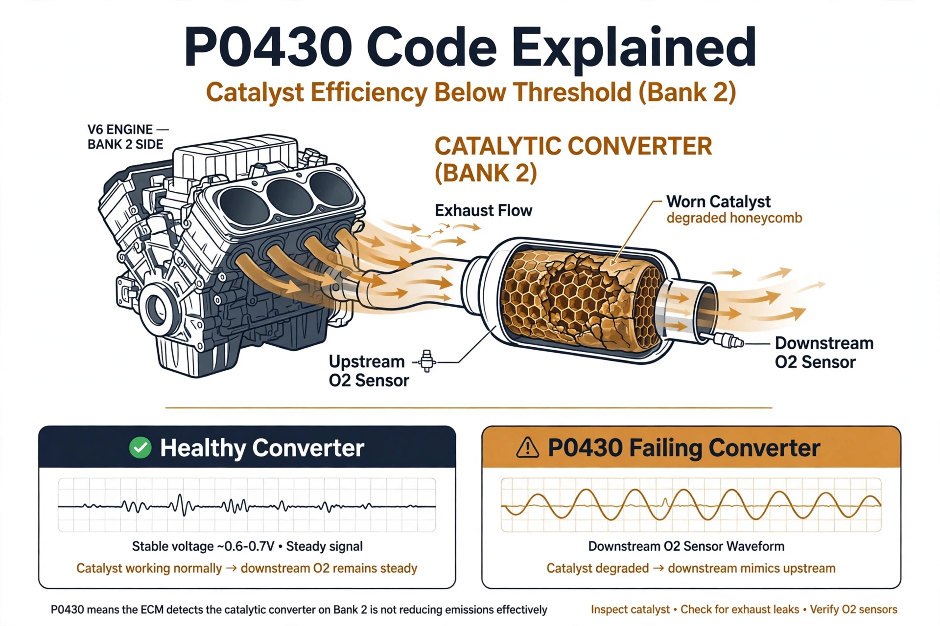 P0430 code explained - catalytic converter diagram
