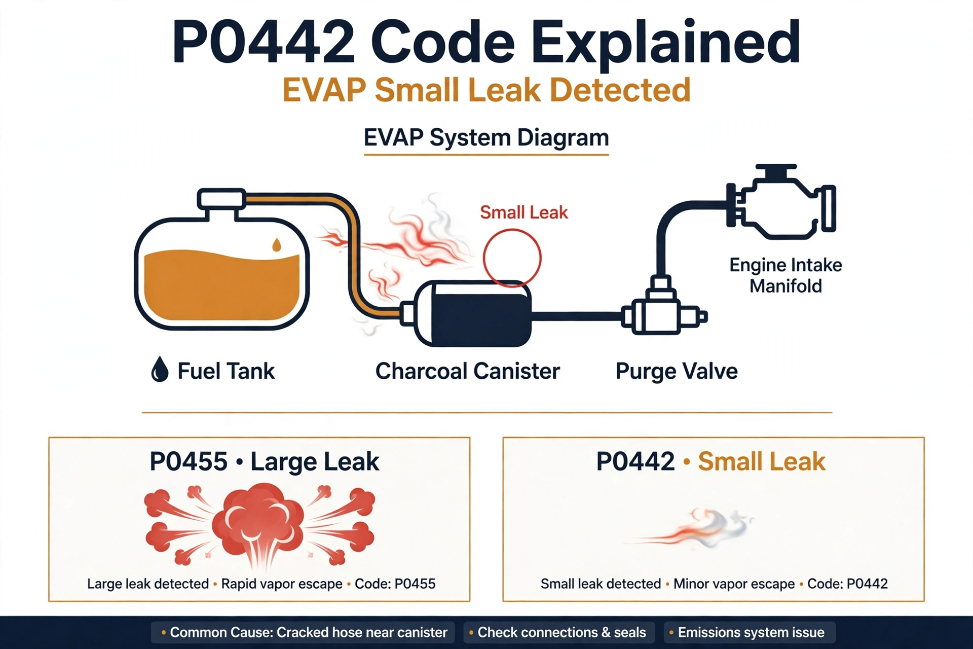 P0442 code explained - EVAP system diagram