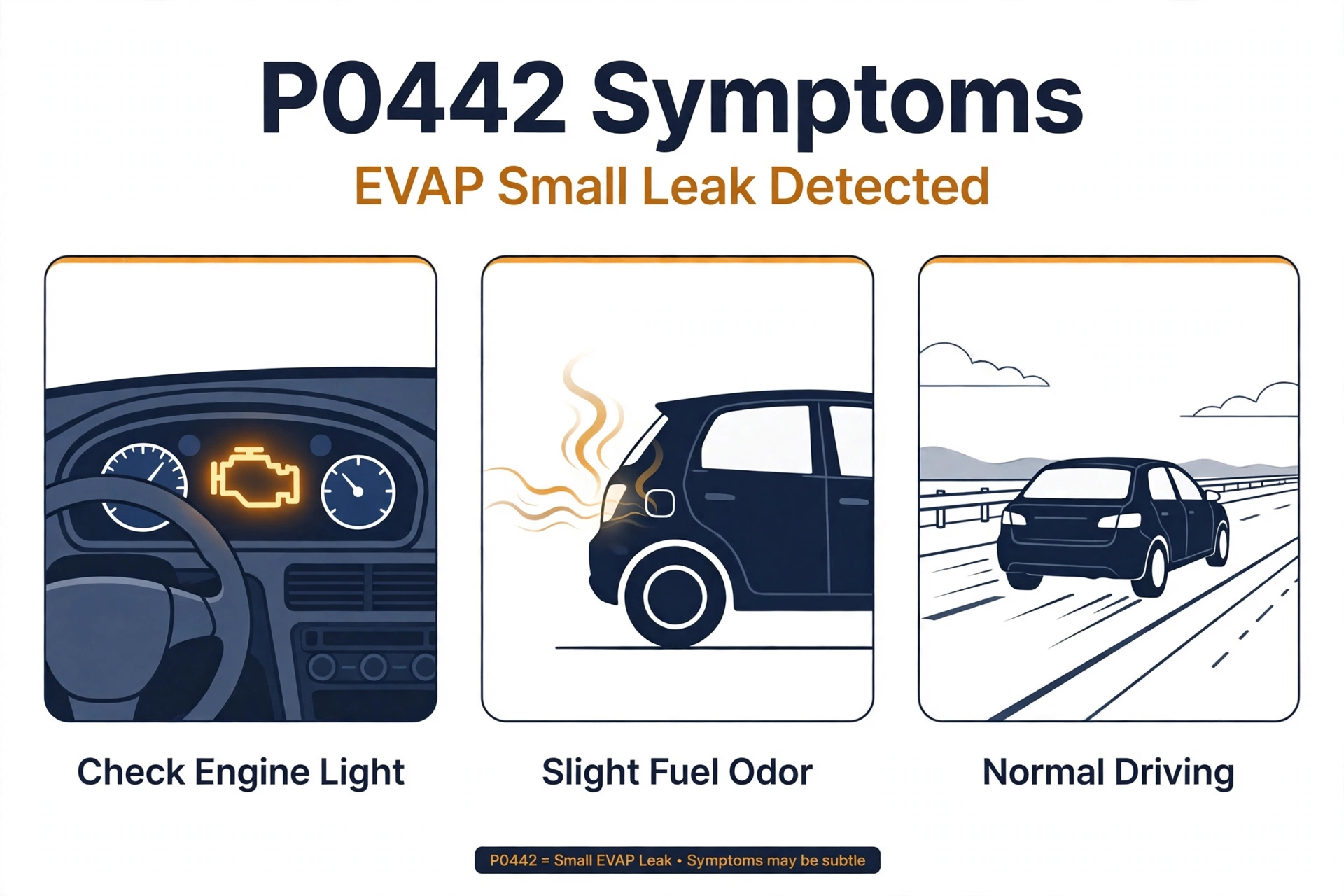 P0442 code symptoms infographic