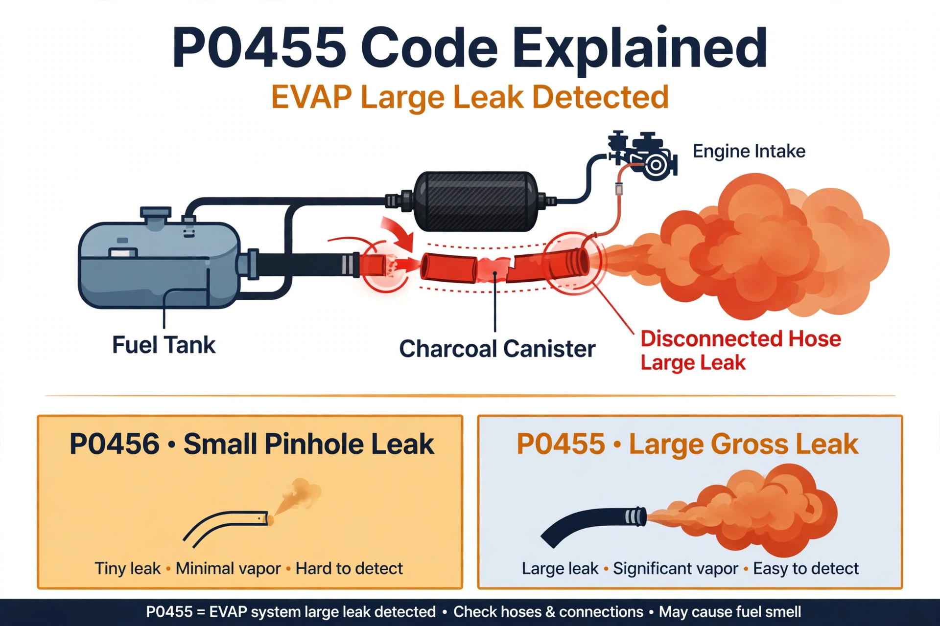 P0455 code explained - EVAP system diagram