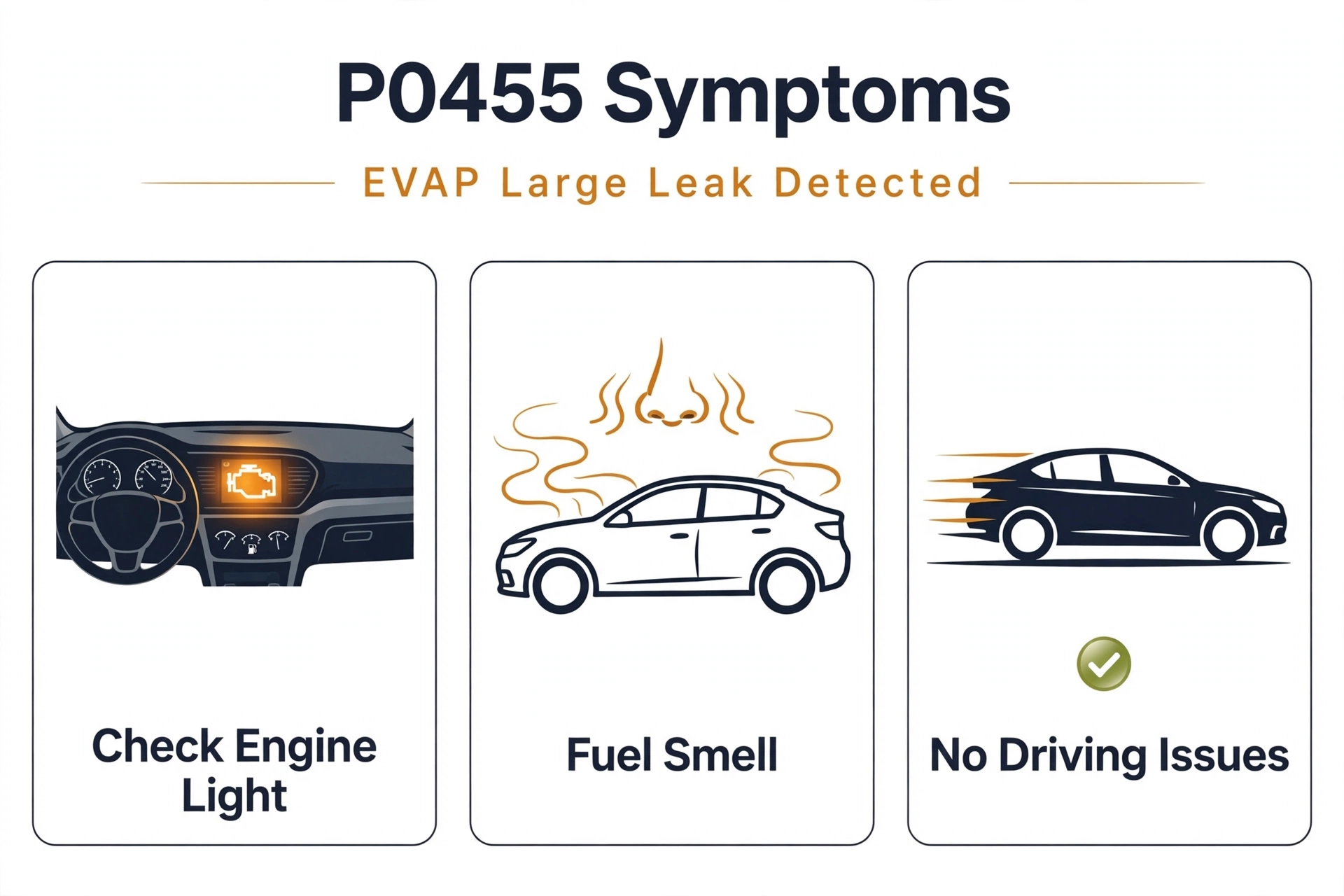 P0455 code symptoms infographic