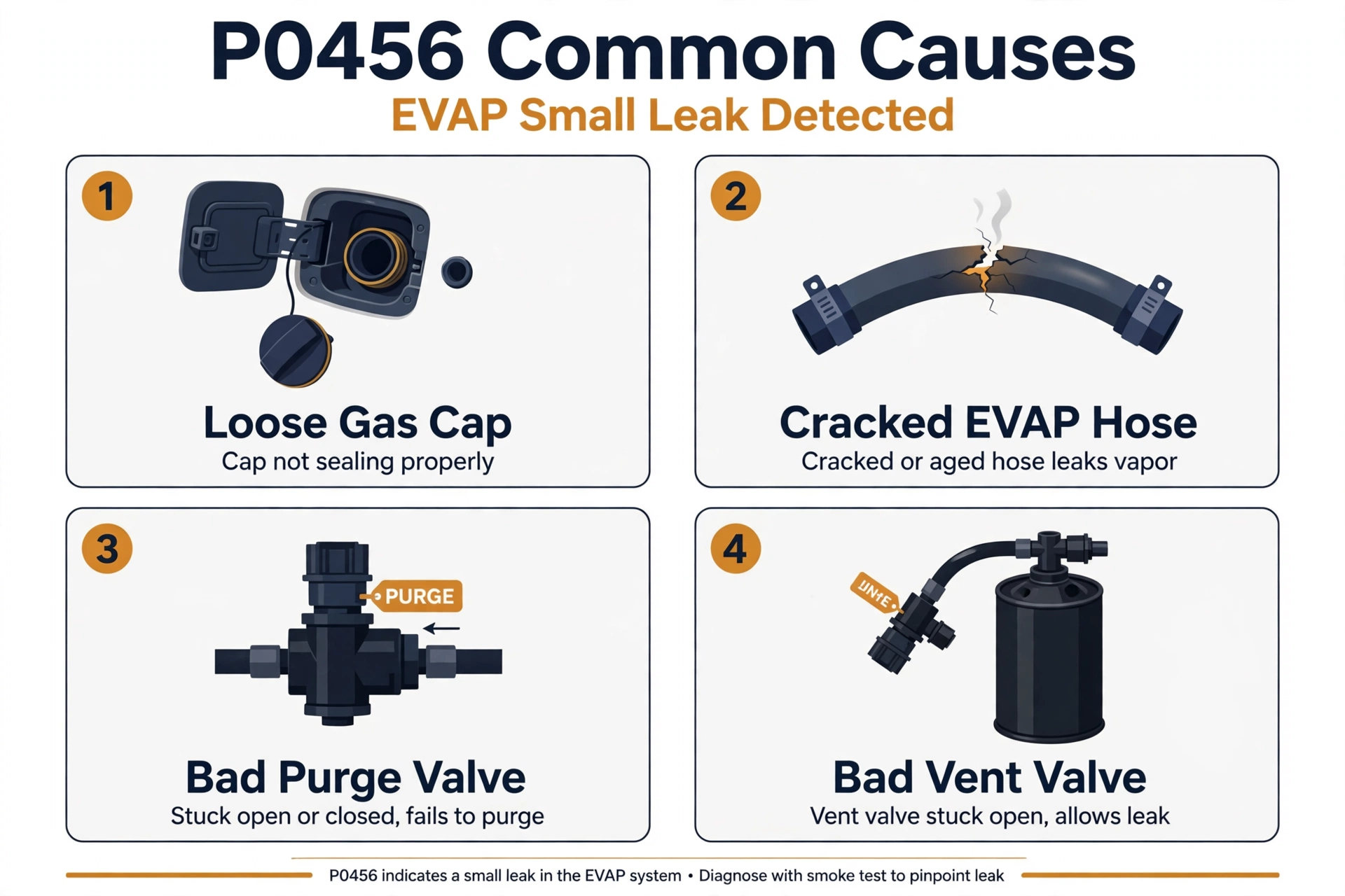 P0456 code common causes infographic